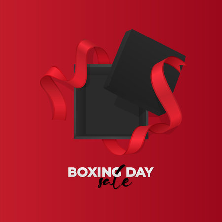 Boxing day poster design template on red backgroundのイラスト素材