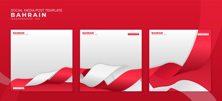 Set of carousel posts background template for Bahrain independence day celebration, December 16のイラスト素材