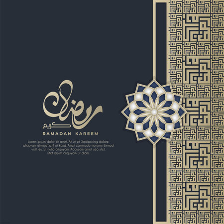 Ramadan Kareem greeting card design with ramadan ornaments composition backgroundのイラスト素材