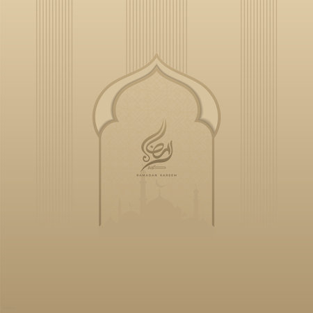 Ramadan Kareem, Islamic Greeting Card Background with classic patterns and colorsのイラスト素材