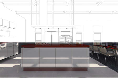 Rendering modern kitchen and grungeの写真素材