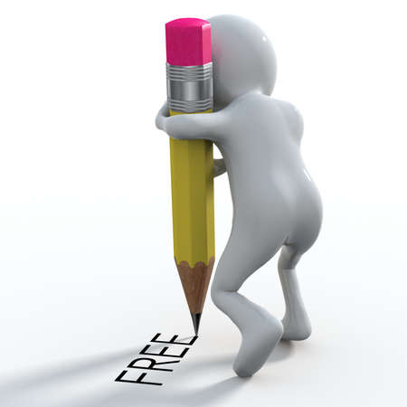 Omino che scrive liberoの写真素材