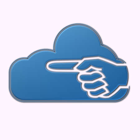 Cloud with hand symbol indicatingの写真素材