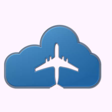 Cloud with airplane symbolの写真素材