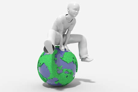 Boy jumping over the world, the concept