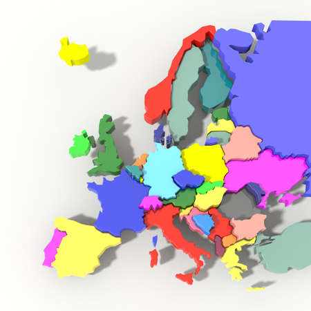 Europe Map 3D color reliefの写真素材
