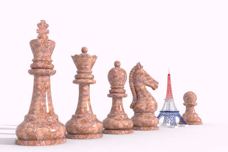 Eiffel Tower 3D replaces tower in chess gameの写真素材