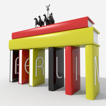 Brandenburg Gate with books colors Germany and Berlinの写真素材