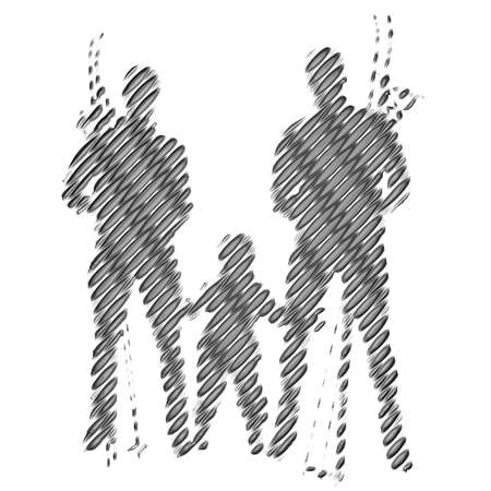 Family silhouetteの写真素材