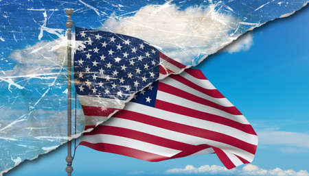 USA grunge flag wind