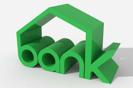 Logo 3D \ "bank \" shaped buildingの写真素材