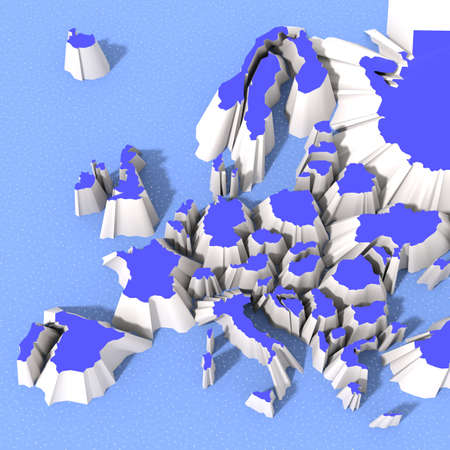 Europe 3D map with states that shareの写真素材