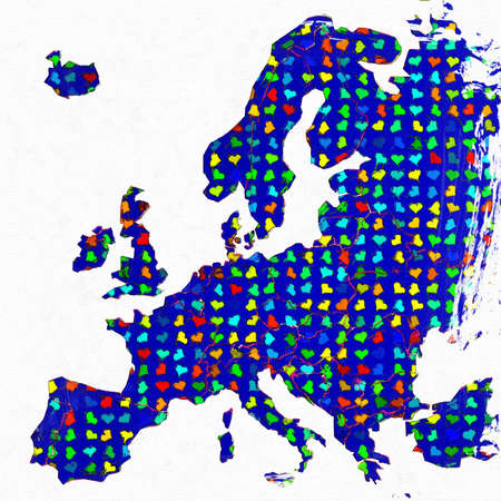 Europe 3D map grungeの写真素材