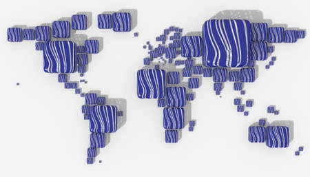 Map 3D Earth with embossed and colored nations