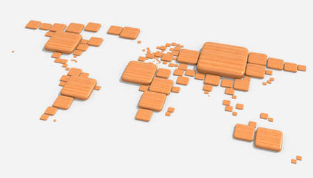 Map 3D Earth with embossed and colored nations