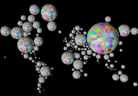 Map 3D Earth with geometric shapes and different materials