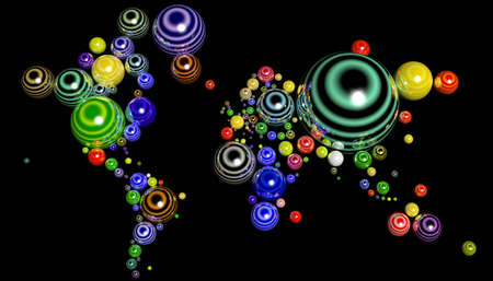 Map 3D Earth with geometric spheres and different materials