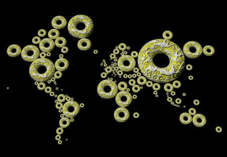 Map 3D Earth with colored ringsの写真素材