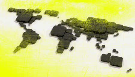 Map 3D Earth with cubic textureの写真素材