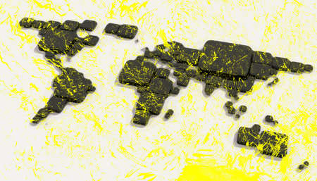 Map 3D Earth with cubic textureの写真素材