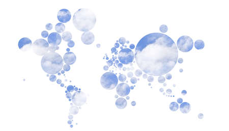 Earth 3D map with circles and colorful backgroundの写真素材