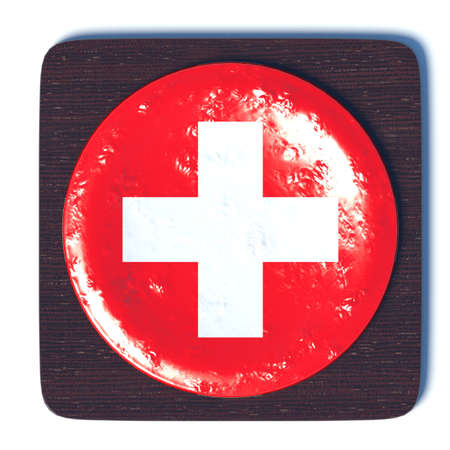 3D button with flag Switzerlandの写真素材