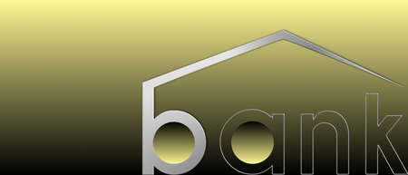 Bank with the symbol in the buildingの写真素材