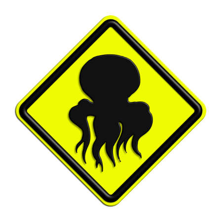 Warning or caution in yellow and black octopusの写真素材