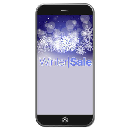 Winter Sale Phone with Colored Backgroundの写真素材