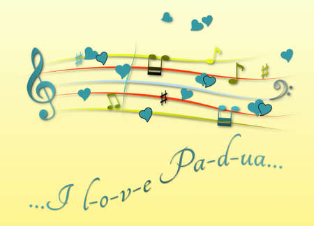 Musical score colored I love Paduaの写真素材