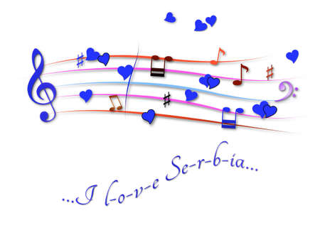 Musical score colored I love Serbiaの写真素材
