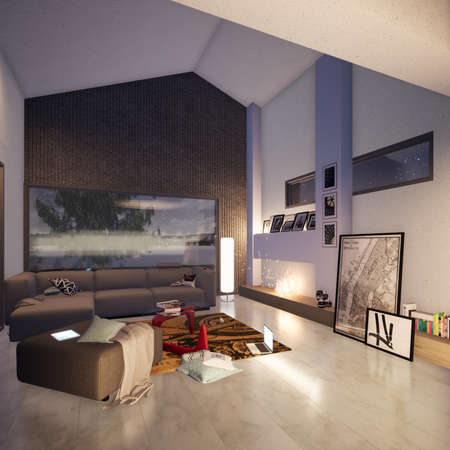Residential building rendering interiorの写真素材