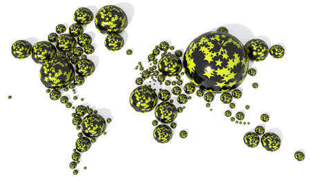 3D world in spheres with Christmas colorsの写真素材