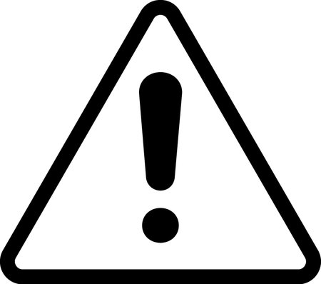 Warning sign with exclamation mark, black icon isolated on white backgroundのイラスト素材