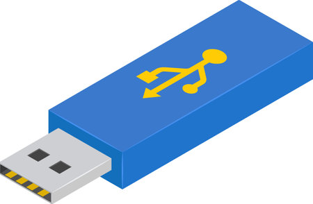Usb flash drive isometric icon. Vector illustration on white backgroundのイラスト素材