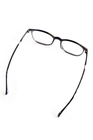 Glossy black square glasses. isolated on white backgroundの写真素材