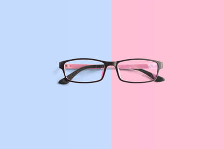 Pink Eyeglasses With Pink And Light Blue Background