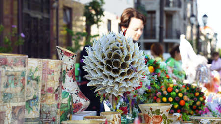 Money Tree. Handmade. Souvenirs and visual arts are sold at a street fair in Nalchik.のeditorial素材