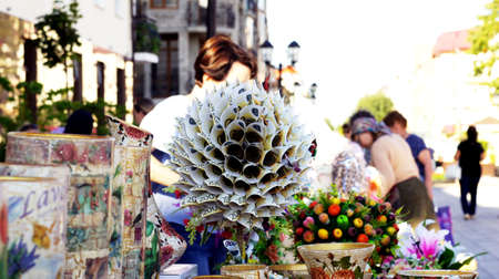 Money Tree. Handmade. Souvenirs and visual arts are sold at a street fair in Nalchik.の写真素材