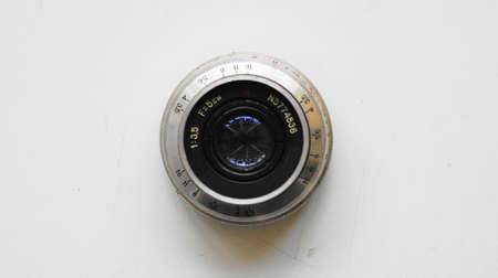 This is the lens from the old Soviet mirror photo photo of the 70s of the Zenith family that I used in those years.の写真素材