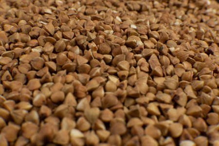 Background, texture, the rump. Buckwheat. Roasted buckwheat. Useful properties of buckwheat. Garnish. Ingredient, product, cook Brown Agribusiness crop organic farming Dietary productの写真素材