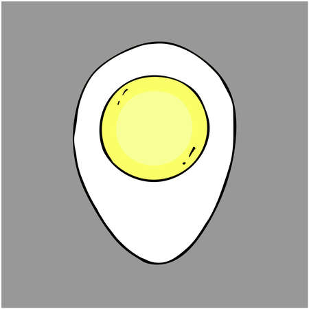 illustration of half boiled egg, sliced and isolated.のイラスト素材