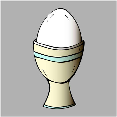 boiled egg in an egg cup isolated on background. Vector illustrationのイラスト素材