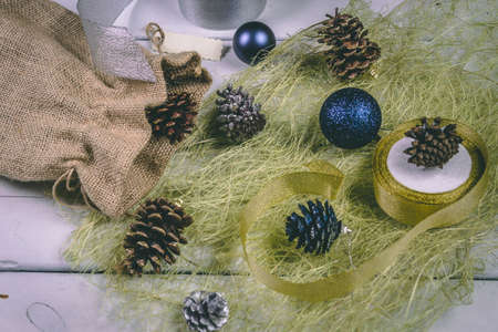 Christmas and New Year holidays background, winter season.の写真素材