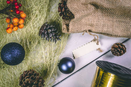 Christmas and New Year holidays background, winter season.の写真素材