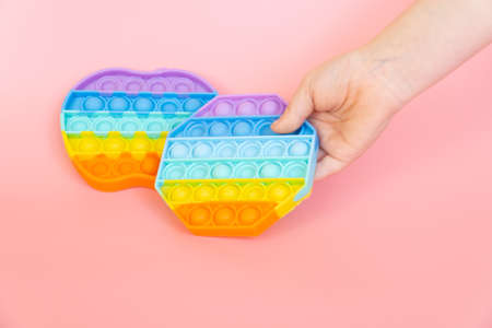 colorful silicon antistress sensory toy fidget pushの写真素材