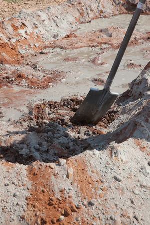 Cement mortar being mixedの写真素材