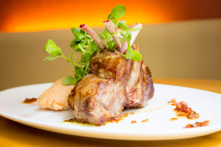 Roasted lamb chops flavored with mint.の写真素材
