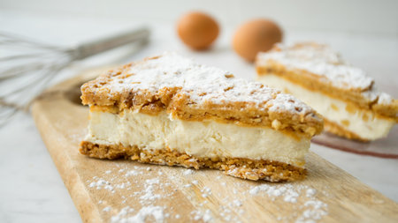 Italian ricotta tart. Traditional recipe.の写真素材