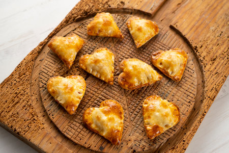 Argentinian empanadas in the shape of hearts. Valentine's day recipe.の写真素材
